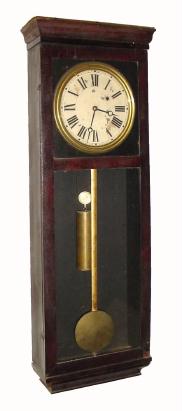 C.1865, Noah Pomeroy, Bristol, Conn., 8-day weight rosewood veneer timepiece in fair to good condition with an original crusty finish. — Antique Clocks Price Guide