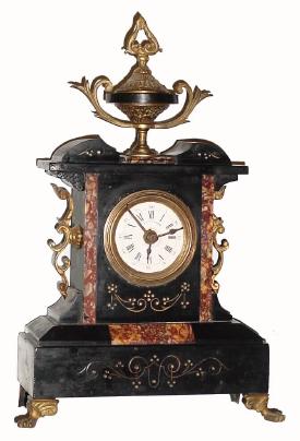 C.1900, French, 30-hour alarm timepiece in the form of a mini marble mantel clock in fair to condition. — Antique Clocks Price Guide