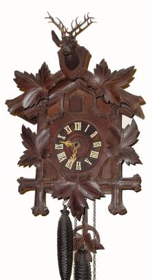 C.1910, Germany, 5-leaf &amp; deer, cuckoo clock in generally good condition. — Antique Clocks Price Guide