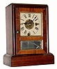 C.1863, Seth Thomas Clock Co., Plymouth Hollow, Conn., 8-day time/alarm rosewood cottage timepiece.
