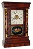 C.1875, New Haven Clock Co., miniature column and cornice shelf clock, in good condition with an old finish.