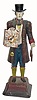 C.1965, German Clock Peddler with clock, cast white metal, painted in mid 19th century attire.
