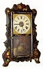 C.1852, E. & A. Ingraham, Bristol, Conn.,  30-hour time/strike/alarm scroll front shelf clock.