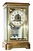 C.1905, French, Japy Freres, Crystal Regulator, with enamel bands across the top and base and with multi color enamel in the dial center, bezel and on the frame of the mercury pendulum. 