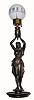 C.1900, French "Night Clock" in good original condition. The short pendulum movement is held aloft by the lady in Egyptian dress.