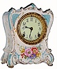 C.1904, Ansonia Clock Co., Royal Bonn, "LaCharite", 8-day time/strike porcelain mantel clock in generally good condition, running.