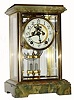 C.1911, New Haven Clock Co., "Thrace", 8-day time & strike brass and green onyx crystal regulator in generally good condition.