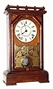 C.1886, Seth Thomas Clock Co., "Omaha", 8-day time/strike walnut shelf clock in extra nice condition with an original finish, tablet, dial, hands and damascene pendulum.