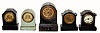 5 Iron Clocks, C.1875, Terry Clock Co., Bradley & Hubbard, & New Haven, 30-hour time/alarm iron case timepieces.