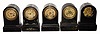 5 Iron Clocks, C.1875 Terry Clock Co., Waterbury, Conn., mixed 30-hour time/strike/alarm. 