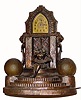 C.1935, Lux Manufacturing Co., Waterbury Conn., "JESTER", Art Deco, patinated white metal clock and lamp. 