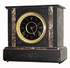 C.1885, American, unknown marriage, 8-day time/strike black and contrasting marble mantel clock