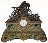 C.1875, French, Monumental Bronze & Marble Hunting theme mantel clock in very good original condition. 