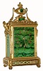 C.1870, French, Japy Freres, Malachite & Ormolu mantel clock in good condition.