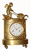 C.1830, French, Ormolu Figural Clock, a Swan pulling a Winged Cherub on his Shell Boat.