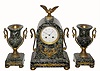 C.1890, French, Japy, Marble & Bronze, 3-piece mantel set in very good original condition.