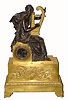 C.1830, French, Ormolu & Bronze Figural Clock, "VENUS" at the Harp.