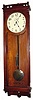 C.1900, Unknown Large Wall Regulator, cherry case, with a Seth Thomas meter pendulum movement, with nickel bob, weight and clamshell pulley.