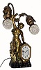 C.1930, A. Schadow & Son, New York, NY, 30-hour mechanical timepiece, with electric lamps, bronze finish, white metal, and in very nice condition. 