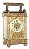 C.1900, French, Brass Cased Carriage Clock, time only, in a cute fluted case with pierced brass bands top and bottom 