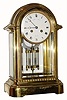 C.1900, French, Brass and glass crystal regulator, 8-day time & strike, in very good condition and merchandised by Theodore & Starr, New York.