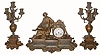 C.1895, French, Bronzed Spelter 3-Piece figural set in good original condition.