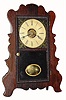 C.1852, E. & A. Ingraham, Bristol, Conn., 8-day time & strike scroll front shelf clock.