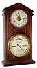 C.1874, Ithaca Calendar Clock Co., "Ithaca No. 7 Shelf Cottage", 8-day time/strike/alarm walnut calendar clock in pretty good condition with old finish.