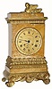 C.1840, French gilt bronze and marble mantel clock with an Egyptian motif, 8-day time/strike silk suspension, in fair to good condition.