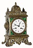 C.1899, Cast brass and malachite inlay mantel clock, 8-day time/strike, in generally good condition, now with a Tiffany movement. 