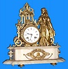 C.1890, Japy Freres, gilt spelter and onyx figural mantel clock, 8-day time/strike, in very clean restored condition.