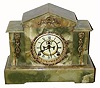C.1904, Ansonia Clock Co., "Walpole", 8-day time/strike Onyx Green marble case mantel clock in very nice condition.