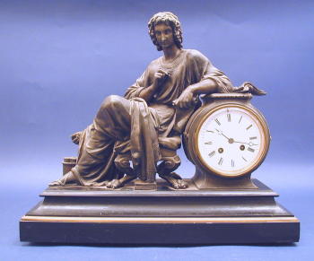 A FRENCH WHITE METAL AND BLACK MARBLE MANTEL CLOCK, marked "Blot &amp; Drouard". circa 1880 — Antique Clocks Price Guide