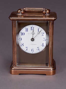 A COPPER AND GLASS CARRIAGE CLOCK, Chelsea Clock Co., Boston, No. 58765, for Gr?? &amp; Butter?, San Francisco — Antique Clocks Price Guide