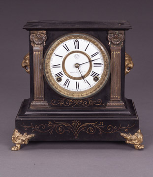 AN ANSONIA BLACK MARBLE MANTEL CLOCK, Marked Ansonia Clock Co. — Antique Clocks Price Guide