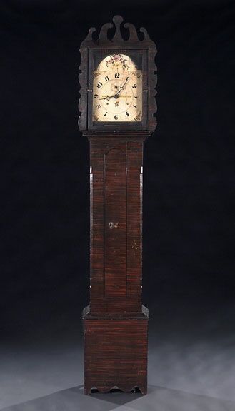 A GRAIN-PAINTED PINE TALL CASE CLOCK, Riley Whiting, Manchester, Connecticut, circa 1820. — Antique Clocks Price Guide