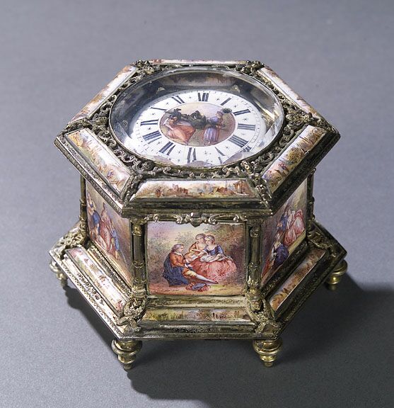 A SILVER AND VIENNESE ENAMEL FRENCH TIMEPIECE, late 19th century, movement engraved Gamot A Lille. — Antique Clocks Price Guide