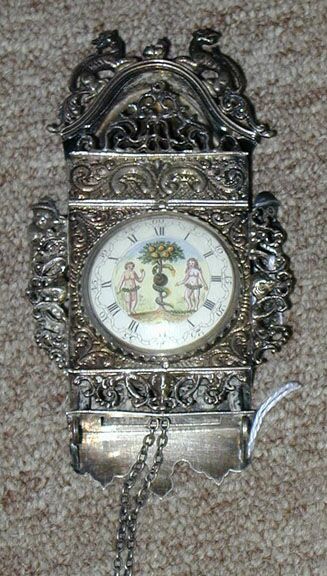 A DUTCH SILVER MINIATURE WALL CLOCK, late 19th century, maker's mark JLH. — Antique Clocks Price Guide