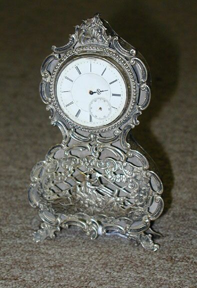 A DUTCH SILVER MINIATURE BRACKET CLOCK, late 19th century. — Antique Clocks Price Guide