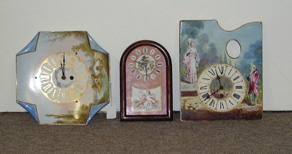 TWO CONTINENTAL PORCELAIN WALL CLOCKS, circa 1900, the first stamped B &amp; Cie/Creil et Montereau. — Antique Clocks Price Guide