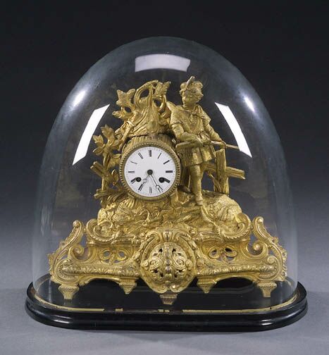 A VICTORIAN GILT METAL FIGURAL MANTEL CLOCK, mid-late 19th century. — Antique Clocks Price Guide