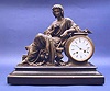 A FRENCH WHITE METAL AND BLACK MARBLE MANTEL CLOCK, marked "Blot & Drouard". circa 1880