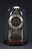 A BRASS SKELETON CLOCK WITH GLASS DOME, 19th century.