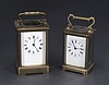 TWO ENGLISH BRASS CARRIAGE CLOCKS, 19th century.