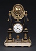 A FRENCH GILT BRONZE AND MARBLE MANTEL CLOCK, 19th century, dial inscribed 'Roque A Paria', movement impressed 'Roque a PARIS N. 1282', pendulum impressed '6204'.