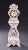 A FRENCH FAIENCE MINIATURE TALL-CASE CLOCK, 19th century, underglaze VP. mark, possibly Marseille.