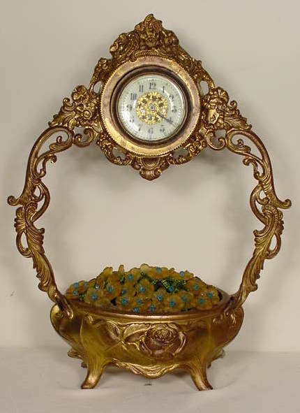New Haven metal flower basket clock — Antique Clocks Price Guide