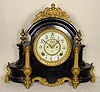 Ansonia black metal table clock