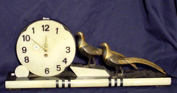 Deco onyx &amp; metal statue clock: time only. — Antique Clocks Price Guide