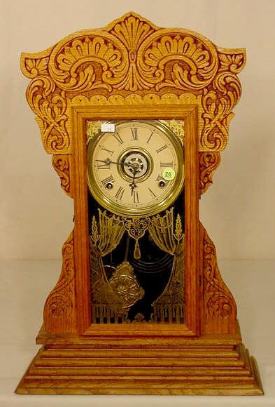 Gilbert oak parlor clock with alarm: Capital 45; — Antique Clocks Price Guide